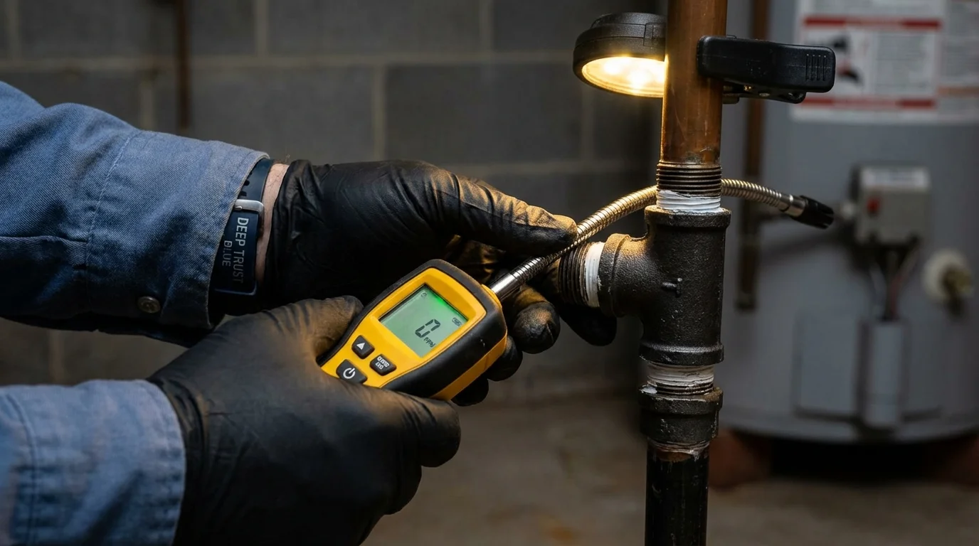 Gas leak detection with electronic sniffer by Johns Plumbing LLC in Tomball