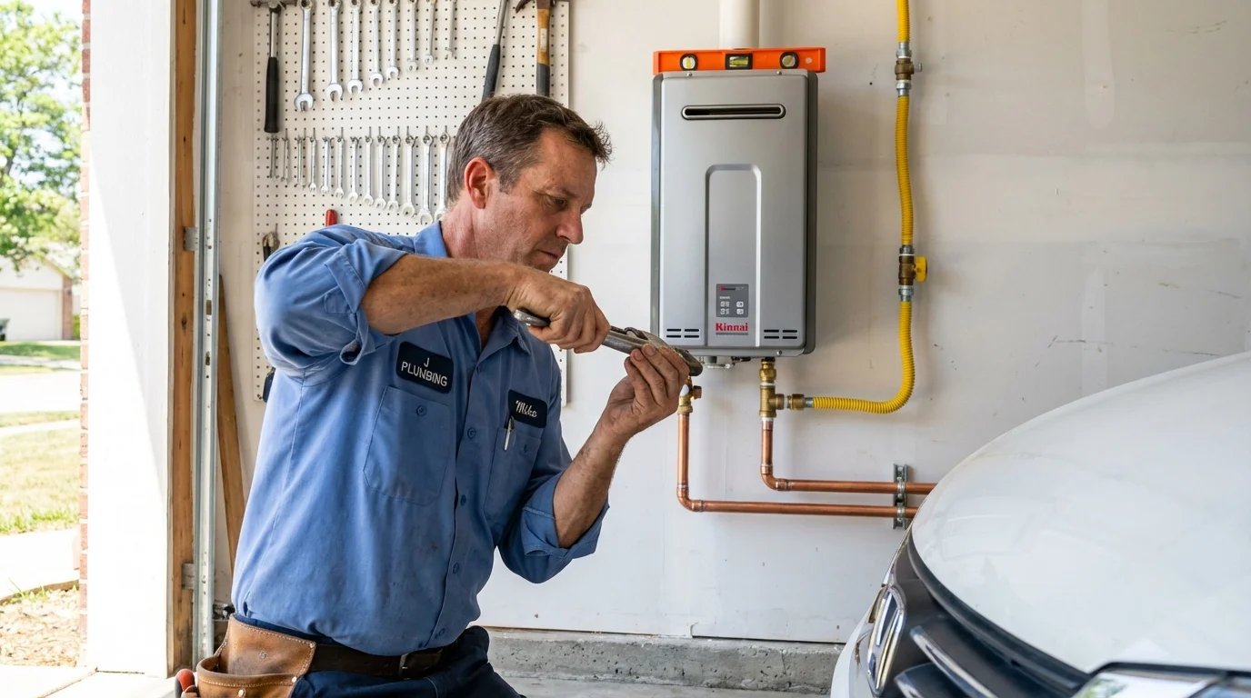 Tankless water heater installation by a Johns Plumbing LLC plumber in Tomball